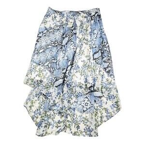 INC International Concepts Sz 8 Blue Snakeskin, Floral Lined Woven Midi Skirt